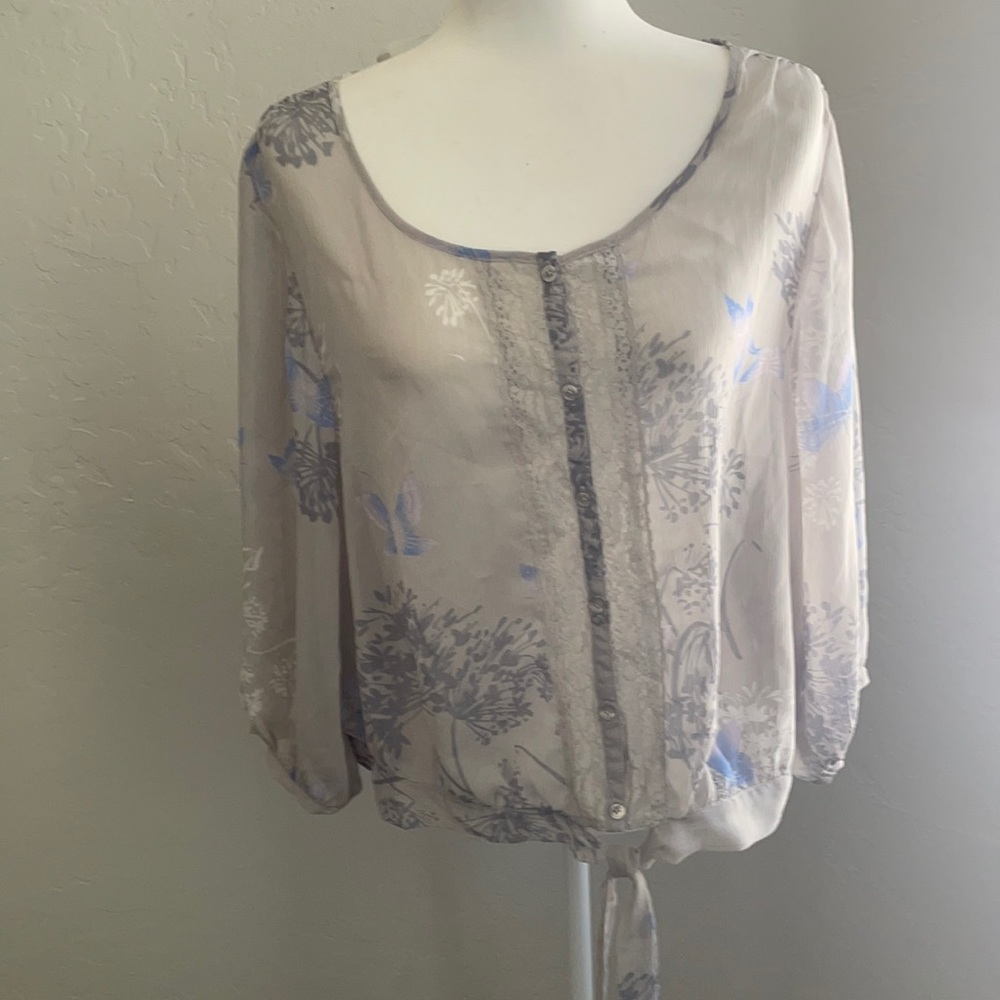 Sheer romantic floral blouse Express